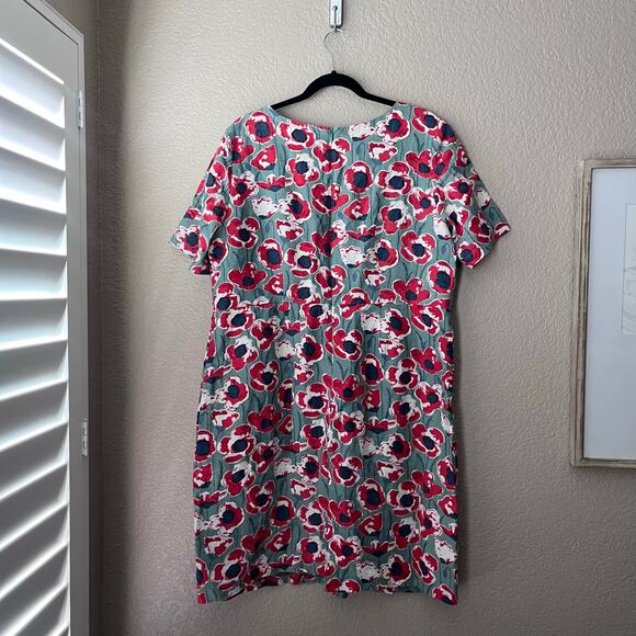 Seasalt Cornwall Porthmeor Linen Floral Dress Red Blue Plus Lined Sheath 18 - Picture 5 of 8